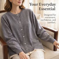 Women's Cardigan with Front Closure and Round Neck Design, Chunky Knit in Soft Viscose Fiber for Warmth