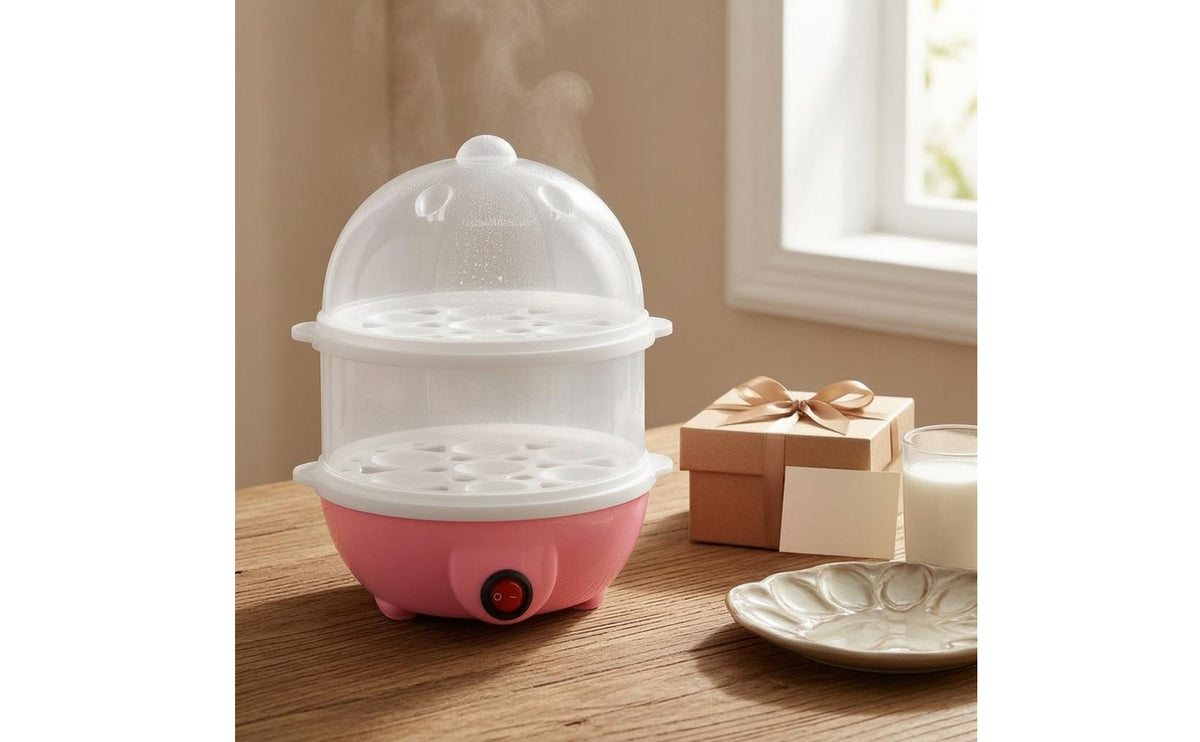 Transparent Two-Tier Egg Steamer Round Dome Lid Electric Egg Boiler 110V Kitchen Appliance Compact