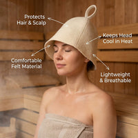 Sauna Hat with Heat Protection for Men and Women, Thick Felt Cap 300g Weight for Enhanced Insulation, Comfortable 70cm Fit