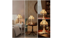 Fringe Table Lamp Decorative Table Lamp with Textile Shade Vintage-Inspired Princess-Style for Girls, Bedroom, Reading Corner