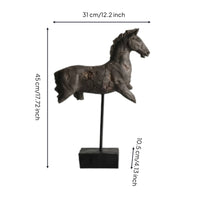 Horse Sculpture on Stand Tabletop Horse Statue with Base Textured Decor for Entryway, Desk, Bookshelf
