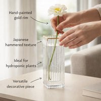 Gold Rimmed Glass Vase, Modern Minimalist Style