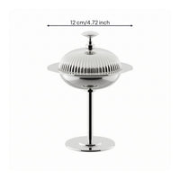 Domed Dessert Server Reflective Silver Finish Pedestal Serving Bowl Decorative Design Lidded Serving Vessel for Tabletop Display