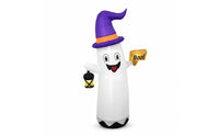 Outdoor Inflatable Ghost with Witch Hat Scary Inflatable Ghost Long-Lasting Halloween Decoration Quick and Easy for Yard