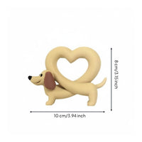 Heart Dog Statue Creative Gift Dachshund Figurine Novelty Design for Entryway