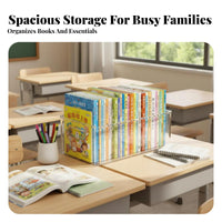 Extendable Book organizer Transparent frame lessonroom container Rolling casters for educators