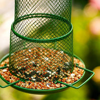 Hanging Bird Feeder Weather-Resistant Metal Mesh Bird Feeder Sheltering Roof Wildlife Supply for Gardeners, Yard