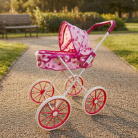 Foldable Doll Pushchair Lightweight Pretend Play Pushchair Metal Frame
