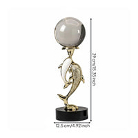 Dolphin Crystal Ball Ornament Elegant Luxury Dolphin Figurine Home Decor for Bar Cabinet, Tv Stand