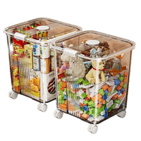 Transparent Storage Box with Lid, PP Plastic, 20-30L, with Wheels