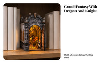 DIY Dragon Shelf Insert Scene Residence Kit Decoration Lighted 3D Wooden Puzzle Set
