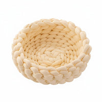 Chunky Knit Cat Bed Handcrafted Look Crochet Pet Resting Place Vegan Woven Cat Nest for Cats, Indoor