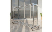 Stainless Steel Clothes Drying Rack Freestanding Double Rod Clothes Rack Movable Furniture Heavy Duty for Laundry Room, Balcony, Patio