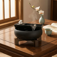 Ceramic Fountain with Wooden Stand Quiet for Tea Table