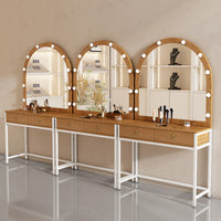 Vanity Table with Lights Adjustable Lighting Makeup Desk with Lighted Mirror Spacious Tabletop Lighted Makeup Vanity Set for Women, Apartment, Closet
