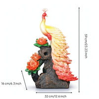 Peacock Figurine Detailed Tabletop Ornament Carved Peacock Statue for Art Collectors, Living Room
