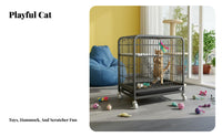Multilevel Design Cat Enclosure Litter Box Combo Easy to Clean Multi-Level Cat Enclosure Sturdy Frame Multiple Door Entry for Apartment, Home