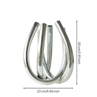 Metal Vase with Six Openings Sculptural Geometric Tabletop Vase Electroplated