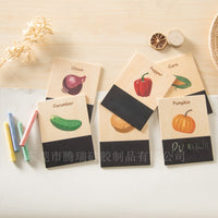 Wooden Mini Doodle Blackboard with Chalk and Creative Spelling Cards for Kids - Vegetable and Animal Cognition Toy