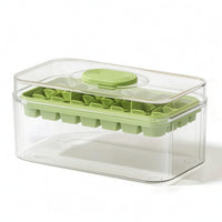 Ice Cube Tray with Lid and Bin Rectangular Container Manual for Freezer