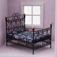 Miniature Dollhouse Bed Wrought Iron Dollhouse Bed Ornate for Room Vignette