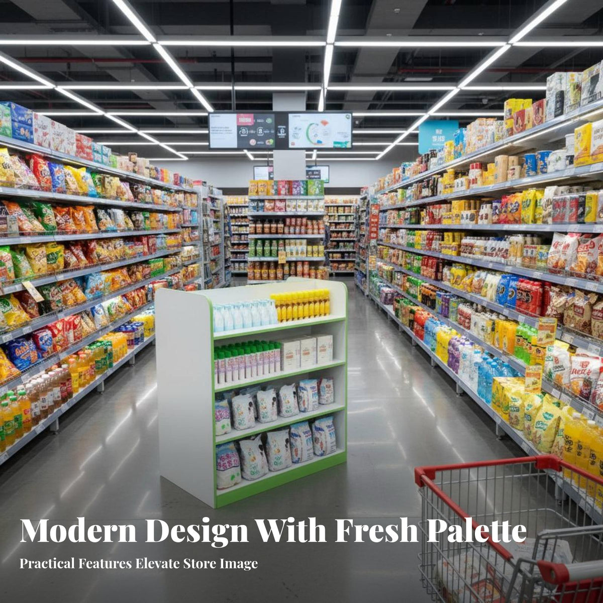 Supermarket Island Shelf Adjustable Shelves Double-Sided Display Shelf Heavy-Duty Double Sided Display Rack for Store Owners, Supermarkets, Pharmacies