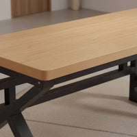 Computer Desk Thick Desktop Wood Computer Desk Reinforced Cross-Bracing Study Table for Students, Bedroom, Gaming