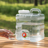 Water Bucket with Faucet Food-Grade Dispenser Bucket with Handle Lightweight Square Water Carrier for Campers