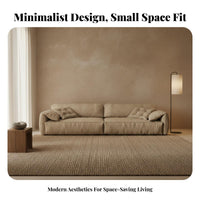 Straight-Line Sofa with Flared Armrests Wabi-Sabi design Upholstered Settee Minimalist Design Living Room Seating for Homeowners, pairs, perusing corner