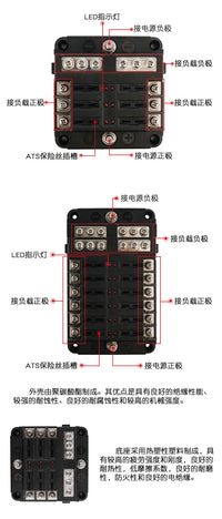 厂家批发汽车插片式阻燃保险丝盒负极多路带LED指示灯保险丝座