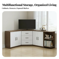 Corner TV Stand Space-Saving Corner-Shapedd TV Stand Modern Minimalist Look Electronics Center for Families, Residents, Living Room, Bedroom