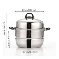 Steamer Pot with Lid Large Stainless Steel Steamer Cookware Double-Handled Domed for Home Cooks, Stovetop, Kitchen
