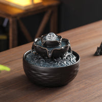 陶瓷八方来财流水摆件循环水办公桌茶台招财开业装饰品中式流水器