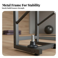 Exercise Mat Holder Mobile with Wheels Foam Roller Storage Rack Large Capacity Metal Exercise Mat Storage Rack for Gym