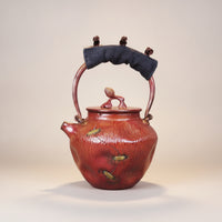 Copper Kettle with Lid Traditional Tea Kettle with Wrapped Handle Retro Vessel for Collectors, Tabletop Serving