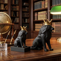 Nordic Minimalist Resin Black Lion Sculpture Ornament