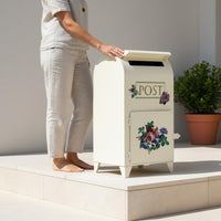 European Post Box Floral Design Decorative Mail Box Spacious Home Storage for Outdoor
