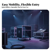 Wheeled Rackmount Transport Case Top-Loading Entry Wheeled Vibration-Damplifierening Mount Rack RobustDuty Secure Latches
