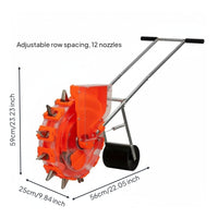 Single Row Walk Behind Seeder Multifunctional Vegetable Precision Planter Adjustable Seeding Distance Rolling Garden Seeder for Farmers, Farm, Orchard