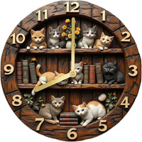 亚马逊新品Cat-Themed Retro Wall Clock猫咪主题复古挂钟