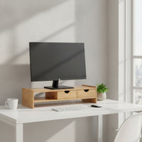 Bamboo Display Riser Bamboo Display Stand Stylish Desk Riser with Keyboard Storage for Students
