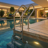 Stainless Steel Pool Ladder Flange-Mounted Pool Ladder with Handrails Rust Resistant for Facility Managers, Swimming Pools, Leisure Facilities