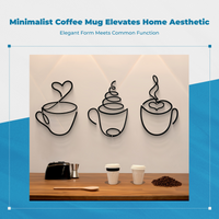 3 Pieces Coffee Cup Wall Decor Housewarming Gift Home Decoration Modern Look Rustic Accent for Cafe Owners, Homeowners, Bedroom
