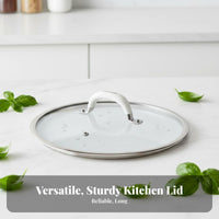 Universal Glass Pot Lid Anti-Scald Handle Universal Pan Lid Steam Vent Replacement Cookware Cover for Kitchen