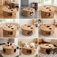 Felt Cat Bed with Tunnel Design, Semi-Enclosed Cat Bed for Indoor Cats, Enclosed Cat Bed and Hideaway for Kitten Play, Foldable Passageway Network