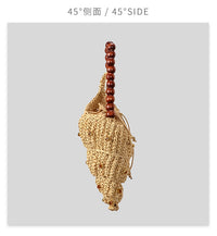 Creative Beaded Seashell Woven Straw Bag, Wooden Beads, Handbag, Summer Beach Bag, Women's Shoulder Bag 2025