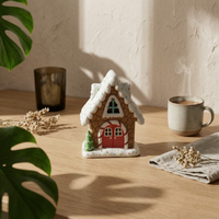 Storybook Cottage Figurine Hand-Painted Snowy Cottage Figurine Cute Ornament for Collectors, Festive Miniature Town, Mantel, Bookshelf