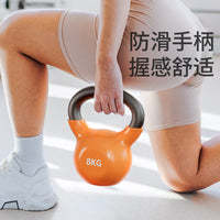 专业健身女士实心壶铃浸塑练臀8kg6摇摆瑜伽器材提壶哑铃铸铁壶玲