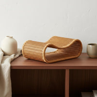 Braided Container Basket Washable Rattan Style Organizer Water-Resistant-Resistant Curved Desktop Tray for Washroom