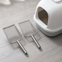 Litter Scooper Cat Sifter with Fine Steel Mesh, Stainless Steel Metal Sifter for Bentonite and Mineral Clumping Litter